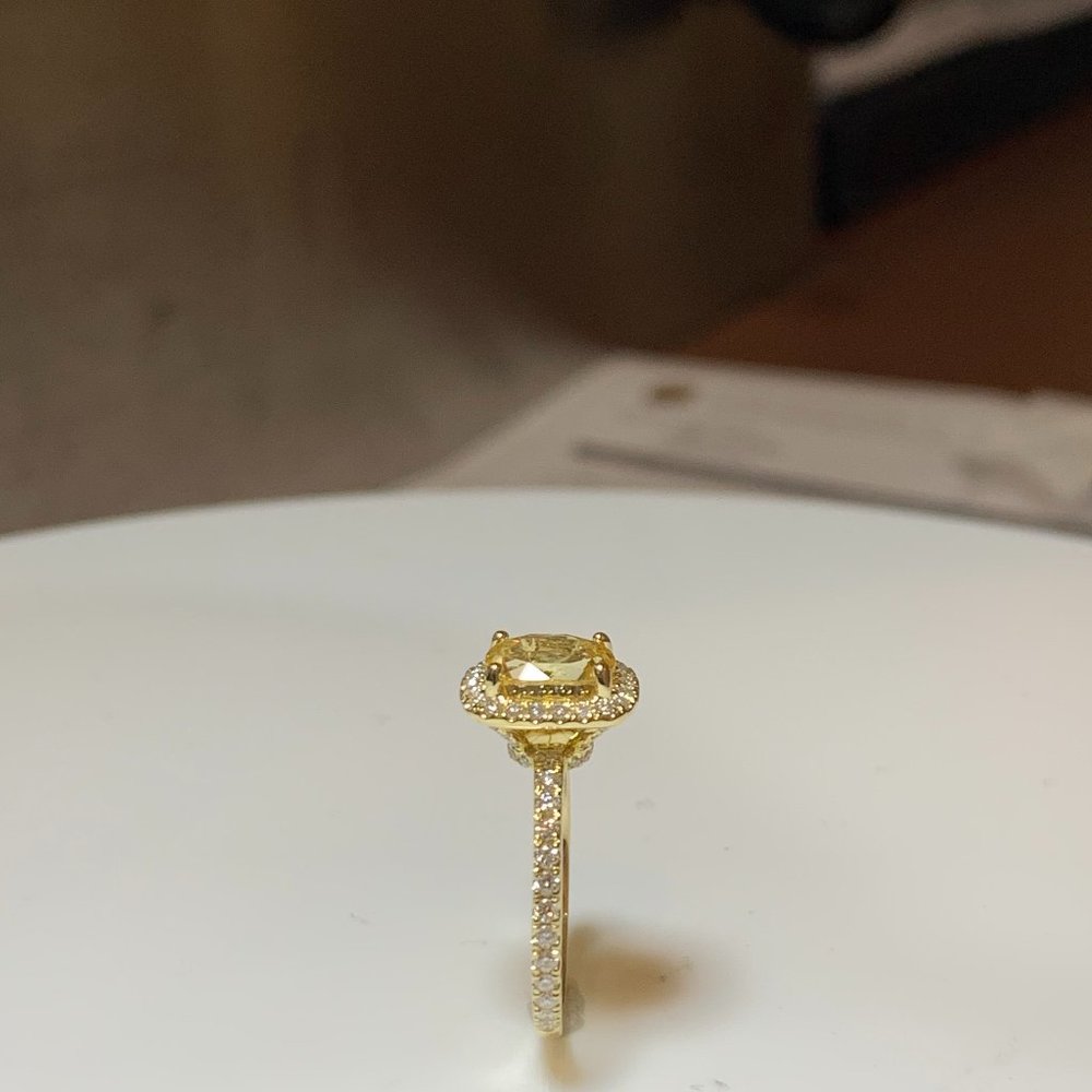 Yellow Sapphire and Diamond 14k Gold Band Engagement Ring - Gently Used Size 5.5